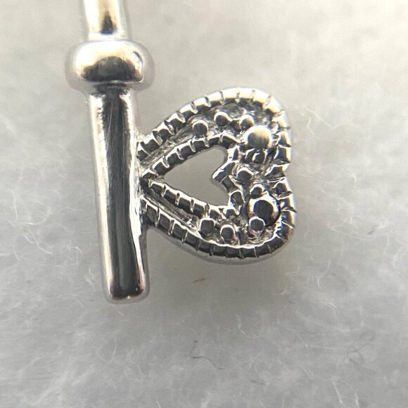 Sterling Silver 925 JCM Floral Filigree Diamond Heart Key Pendant Necklace 18" - Picture 7 of 16